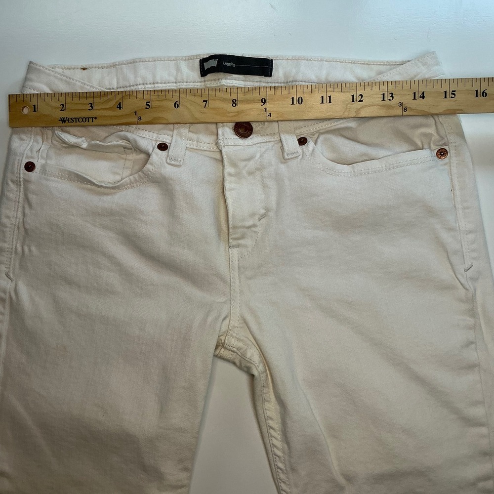 Levis Womens White Denim Leggings Skinny Jeans Stretch 30x30 Cotton Blend - Picture 5 of 12